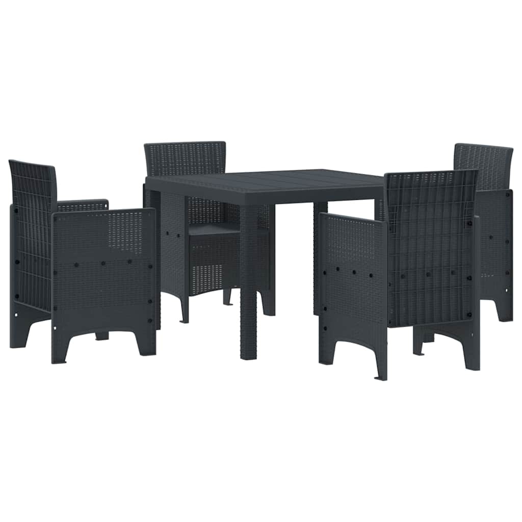 Garten Essgruppe 5 pcs Anthrazit Polt Rattan