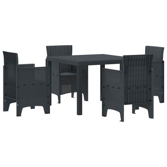 Garten Essgruppe 5 pcs Anthrazit Polt Rattan