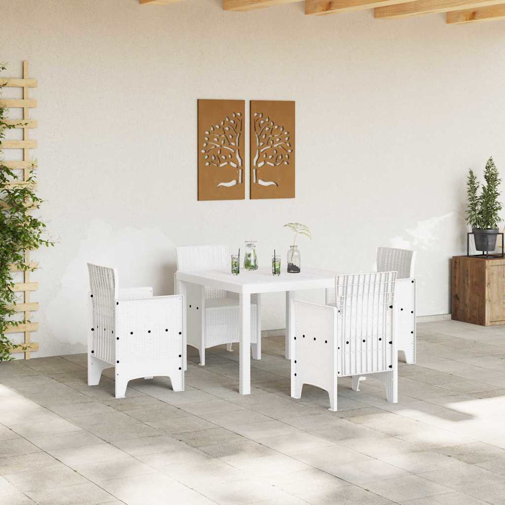 Garten Essgruppe 5 pcs Weiß Polt Rattan