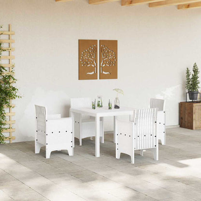 Garten Essgruppe 5 pcs Weiß Polt Rattan