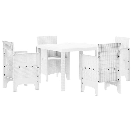 Garten Essgruppe 5 pcs Weiß Polt Rattan