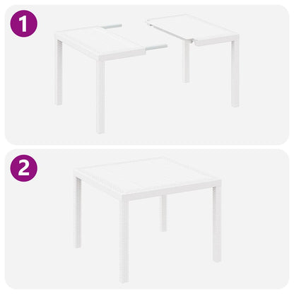 Garten Essgruppe 5 pcs Weiß Polt Rattan