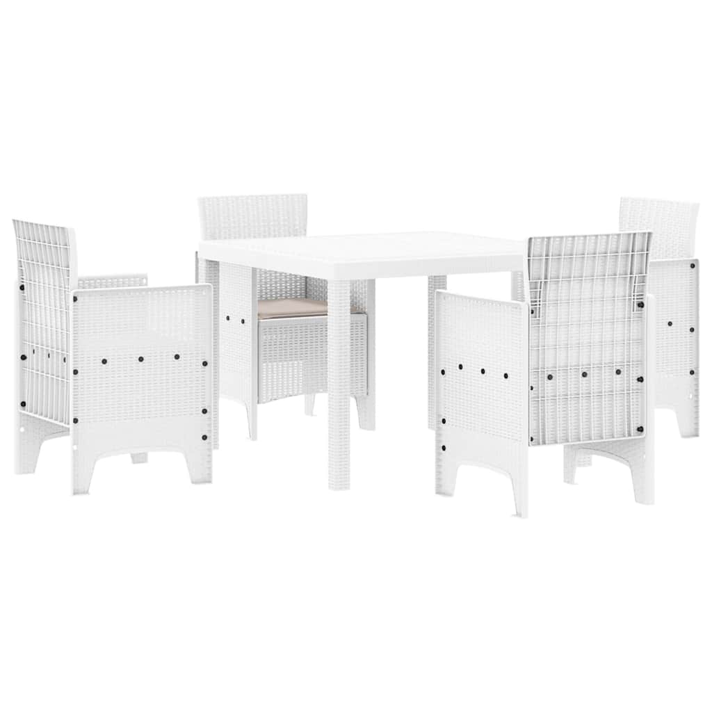 Garten Essgruppe 5 pcs Weiß Polt Rattan