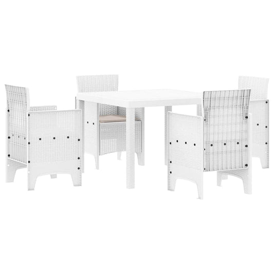 Garten Essgruppe 5 pcs Weiß Polt Rattan
