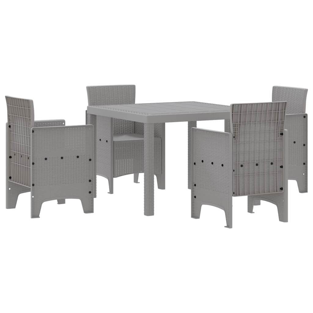 Garten Essgruppe 5 pcs Hellgrau Polt Rattan