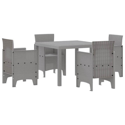 Garten Essgruppe 5 pcs Hellgrau Polt Rattan
