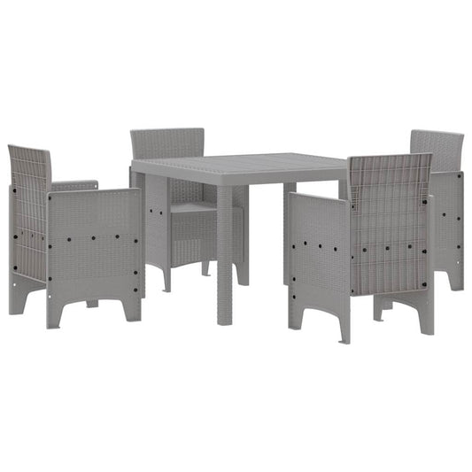 Garten Essgruppe 5 pcs Hellgrau Polt Rattan