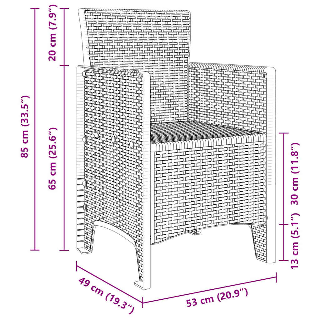 Garten Essgruppe 5 pcs Hellgrau Polt Rattan