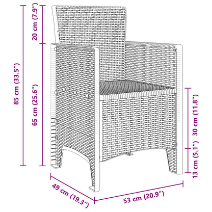 Garten Essgruppe 5 pcs Hellgrau Polt Rattan