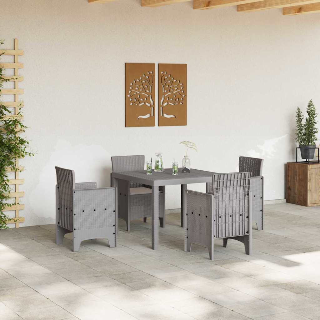 Garten Essgruppe 5 pcs Hellgrau Polt Rattan