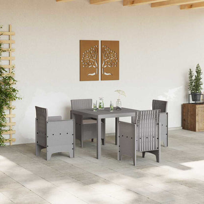 Garten Essgruppe 5 pcs Hellgrau Polt Rattan