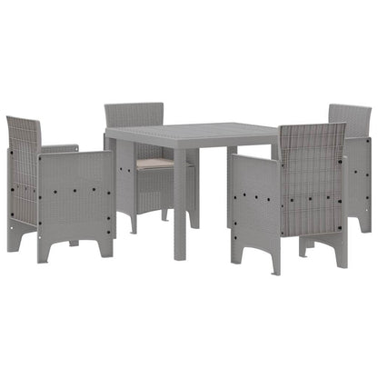 Garten Essgruppe 5 pcs Hellgrau Polt Rattan