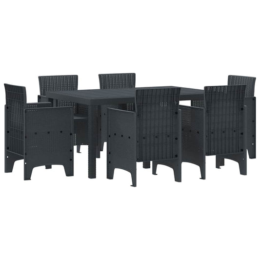 Garten Essgruppe 7 pcs Anthrazit Polt Rattan