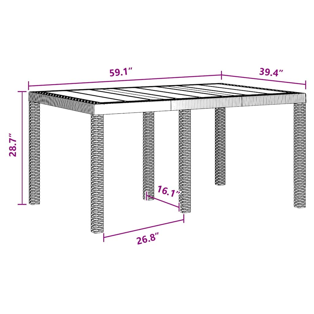 Garten Essgruppe 7 pcs Anthrazit Polt Rattan