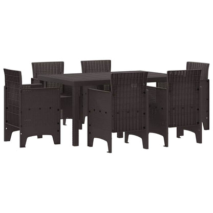 Garten Essgruppe 7 pcs Braun Polt Rattan