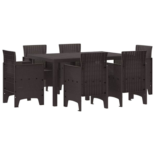 Garten Essgruppe 7 pcs Braun Polt Rattan