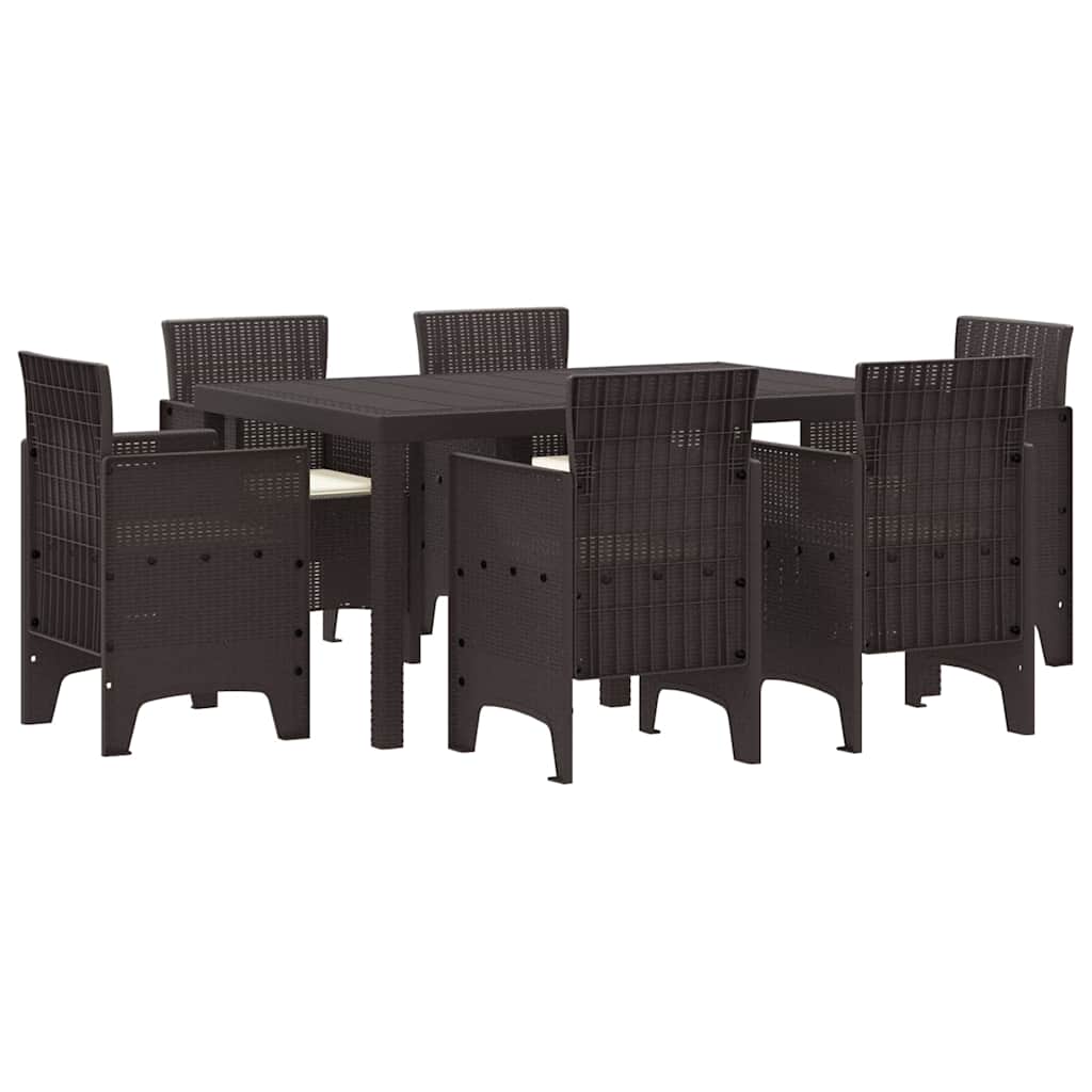 Garten Essgruppe 7 pcs Braun Polt Rattan
