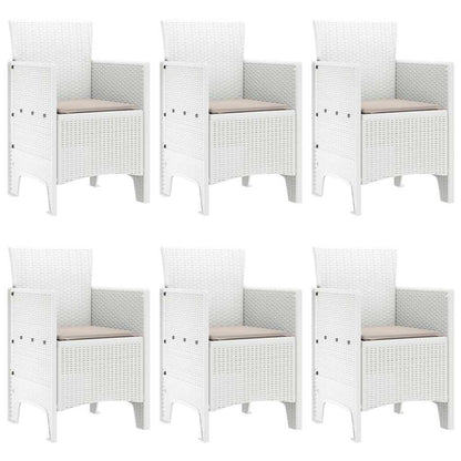 Garten Essgruppe 7 pcs Weiß Polt Rattan