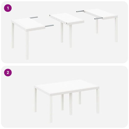 Garten Essgruppe 7 pcs Weiß Polt Rattan