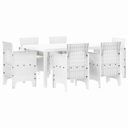 Garten Essgruppe 7 pcs Weiß Polt Rattan