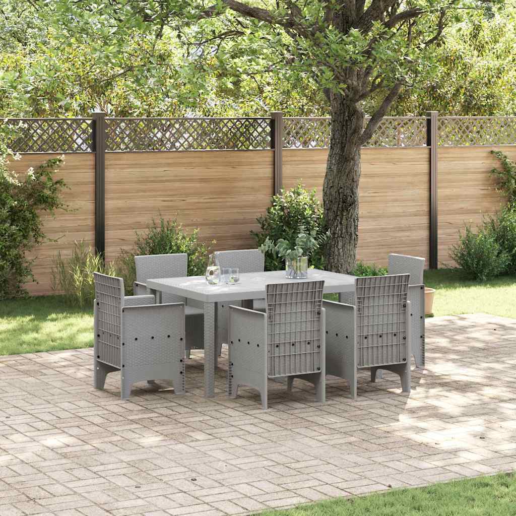 Garten Essgruppe 7 pcs Hellgrau Polt Rattan
