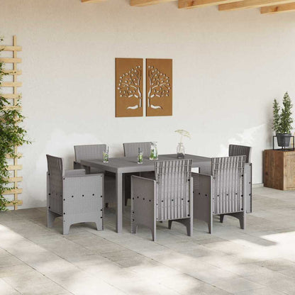 Garten Essgruppe 7 pcs Hellgrau Polt Rattan