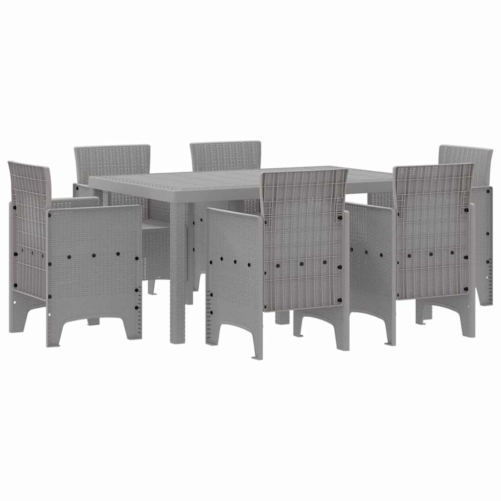 Garten Essgruppe 7 pcs Hellgrau Polt Rattan