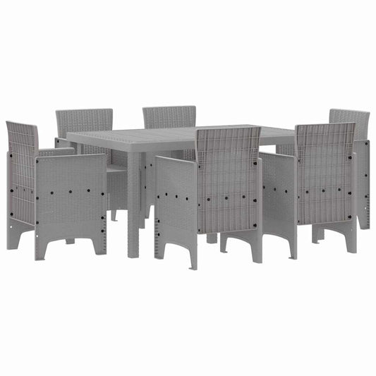 Garten Essgruppe 7 pcs Hellgrau Polt Rattan