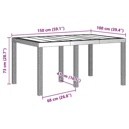 Garten Essgruppe 7 pcs Hellgrau Polt Rattan