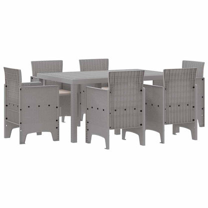 Garten Essgruppe 7 pcs Hellgrau Polt Rattan