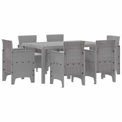 Garten Essgruppe 7 pcs Hellgrau Polt Rattan