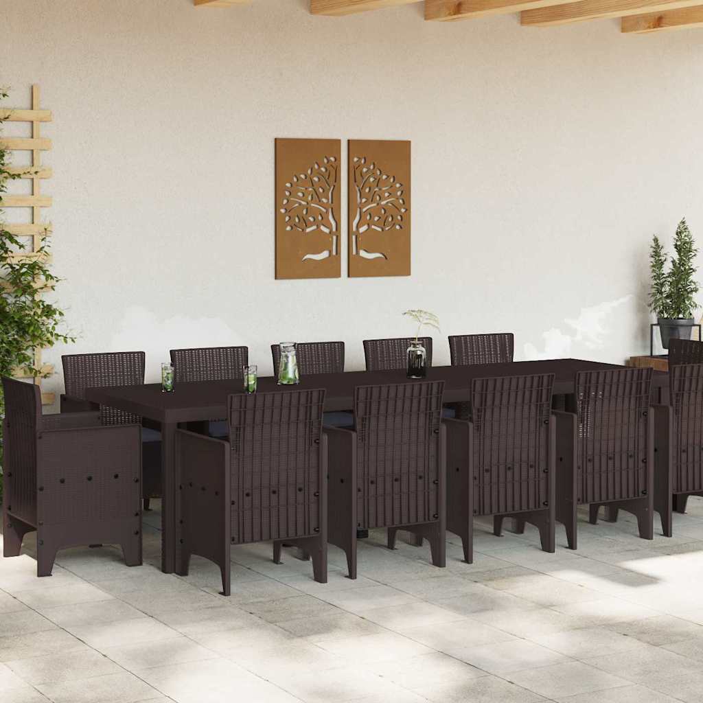 Garten Esszimmer Set mit Kissen 13 pcs Braun und Anthrazit