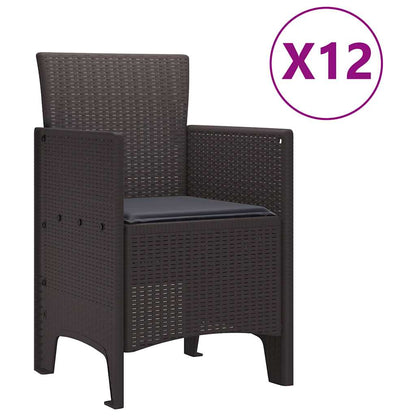 Garten Esszimmer Set mit Kissen 13 pcs Braun und Anthrazit