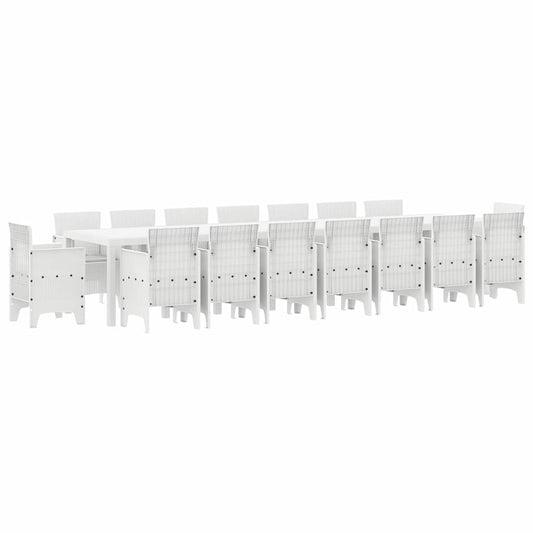 Garten Essgruppe 17 pcs Weiß Polt Rattan