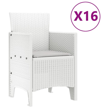 Garten Essgruppe 17 pcs Weiß Polt Rattan