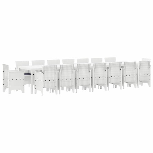 Garten Essgruppe 17 pcs Weiß Polt Rattan