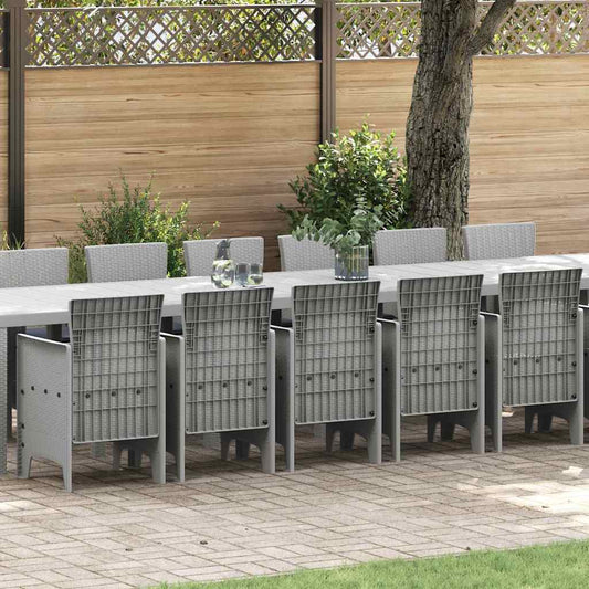 Garten Essgruppe 17 pcs Hellgrau Polt Rattan