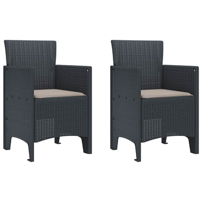 Garten Essgruppe 3 pcs Anthrazit Polt Rattan