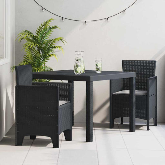 Garten Essgruppe 3 pcs Anthrazit Polt Rattan