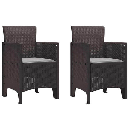 Garten Essgruppe 3 pcs Braun Polt Rattan