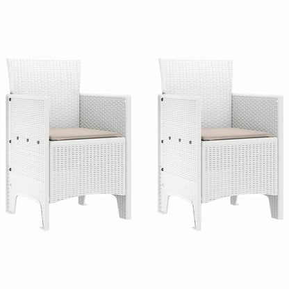 Garten Essgruppe 3 pcs Weiß Polt Rattan