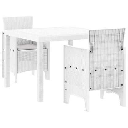 Garten Essgruppe 3 pcs Weiß Polt Rattan