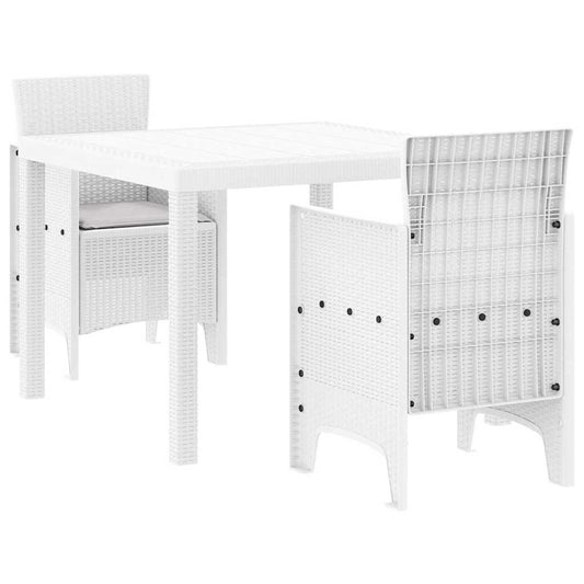 Garten Essgruppe 3 pcs Weiß Polt Rattan