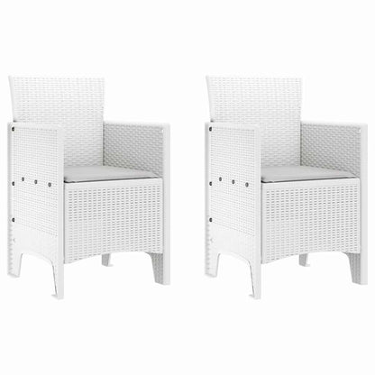 Garten Essgruppe 3 pcs Weiß Polt Rattan