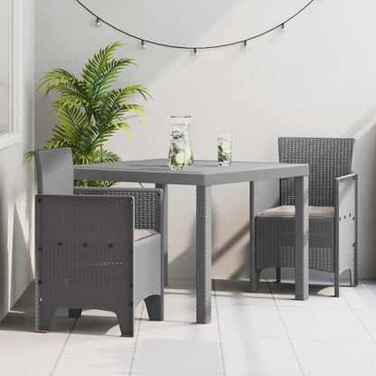 Garten Essgruppe 3 pcs Hellgrau Polt Rattan
