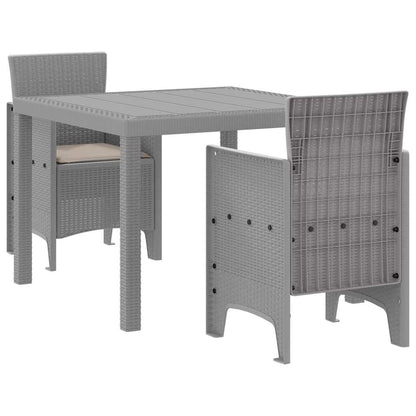 Garten Essgruppe 3 pcs Hellgrau Polt Rattan