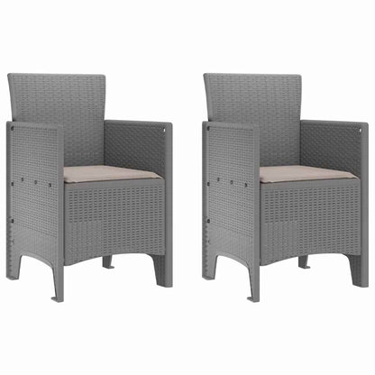 Garten Essgruppe 3 pcs Hellgrau Polt Rattan