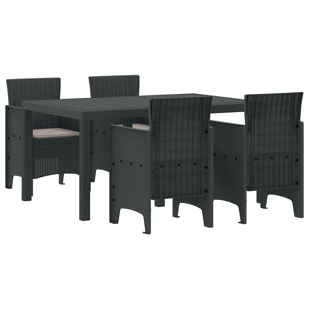 Garten Essgruppe 5 pcs Anthrazit Polt Rattan
