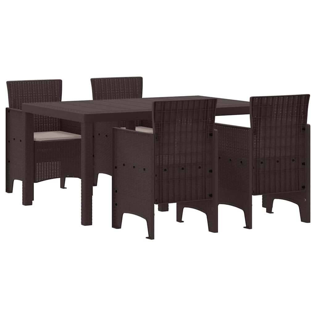 Garten Essgruppe 5 pcs Braun Polt Rattan