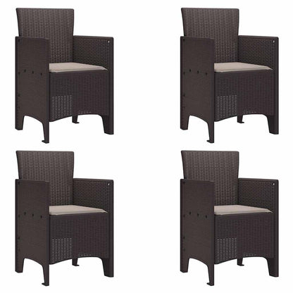 Garten Essgruppe 5 pcs Braun Polt Rattan